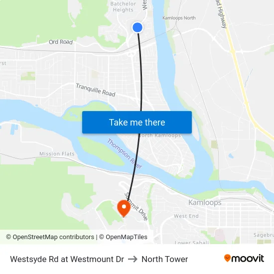 Westsyde Rd at Westmount Dr to North Tower map