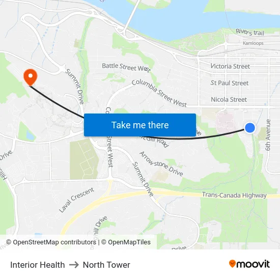 Interior Health to North Tower map