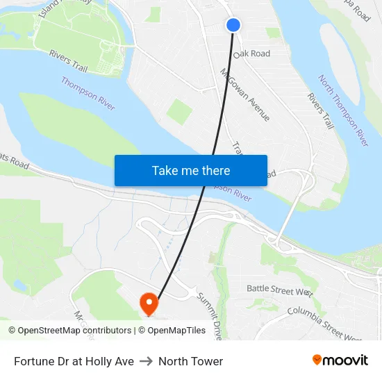Fortune Dr at Holly Ave to North Tower map
