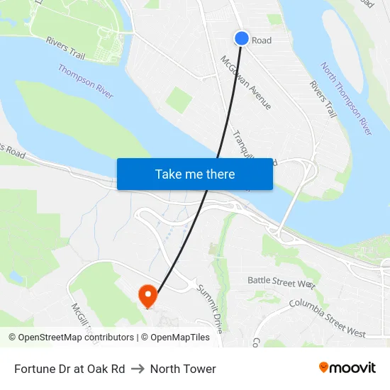 Fortune Dr at Oak Rd to North Tower map