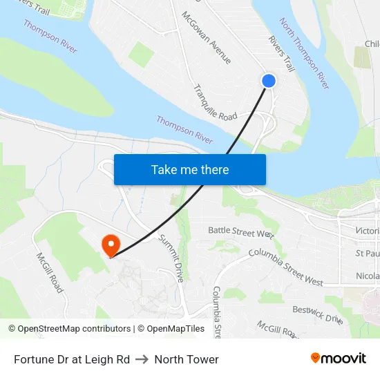 Fortune Dr at Leigh Rd to North Tower map