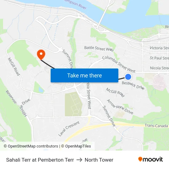 Sahali Terr at Pemberton Terr to North Tower map