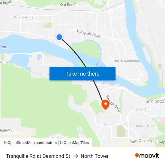 Tranquille Rd at Desmond St to North Tower map