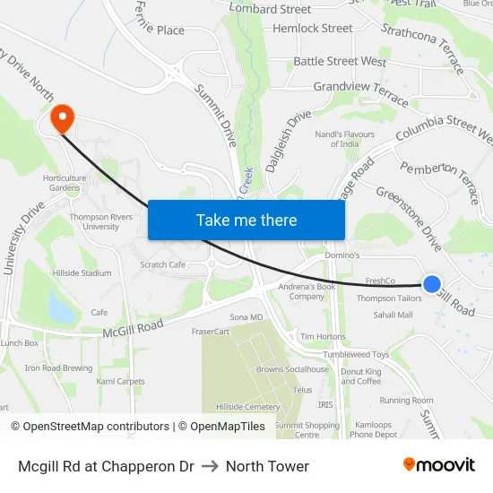 Mcgill Rd at Chapperon Dr to North Tower map