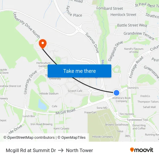 Mcgill Rd at Summit Dr to North Tower map