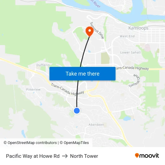 Pacific Way at Howe Rd to North Tower map