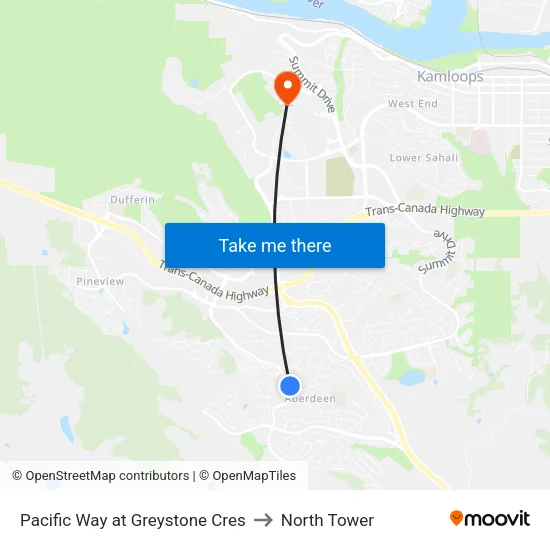 Pacific Way at Greystone Cres to North Tower map