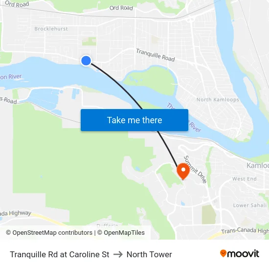 Tranquille Rd at Caroline St to North Tower map