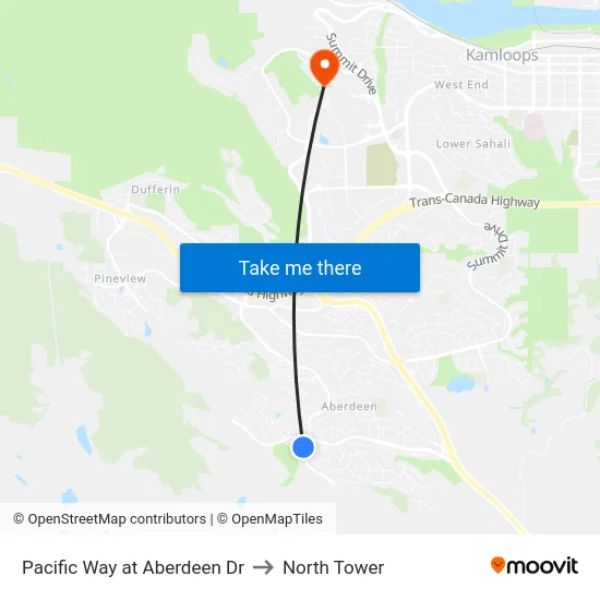 Pacific Way at Aberdeen Dr to North Tower map