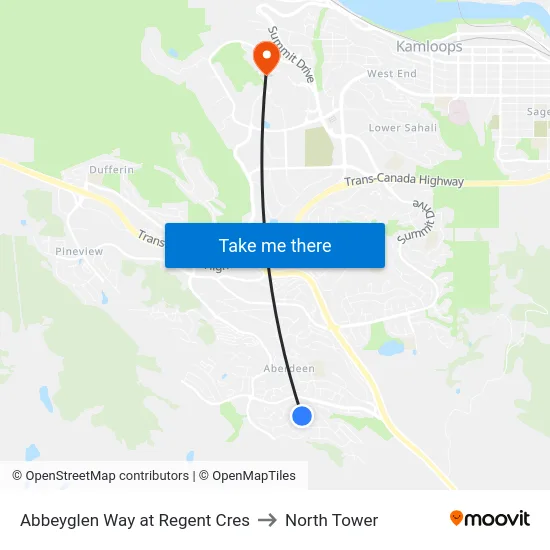 Abbeyglen Way at Regent Cres to North Tower map