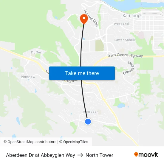 Aberdeen Dr at Abbeyglen Way to North Tower map