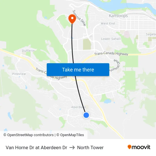 Van Horne Dr at Aberdeen Dr to North Tower map