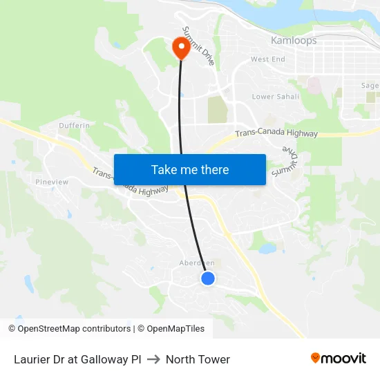 Laurier Dr at Galloway Pl to North Tower map