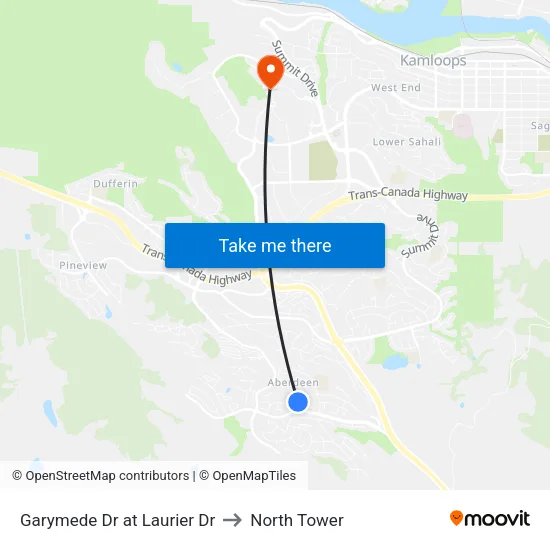 Garymede Dr at Laurier Dr to North Tower map