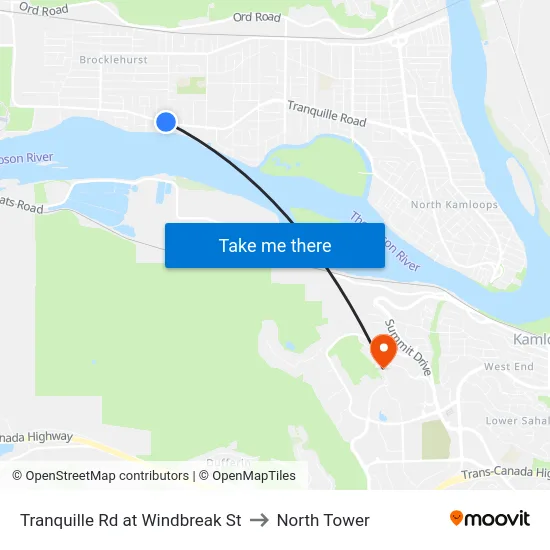 Tranquille Rd at Windbreak St to North Tower map