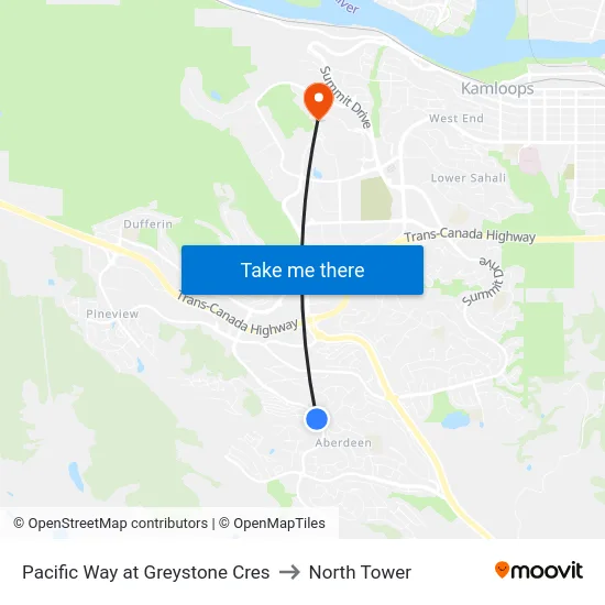 Pacific Way at Greystone Cres to North Tower map