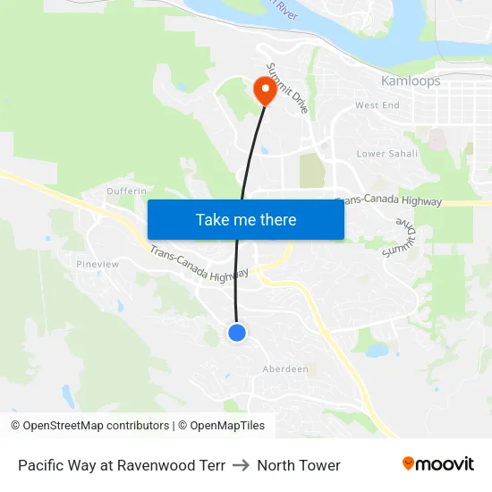 Pacific Way at Ravenwood Terr to North Tower map