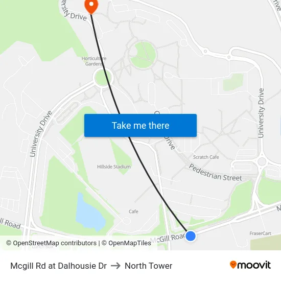 Mcgill Rd at Dalhousie Dr to North Tower map