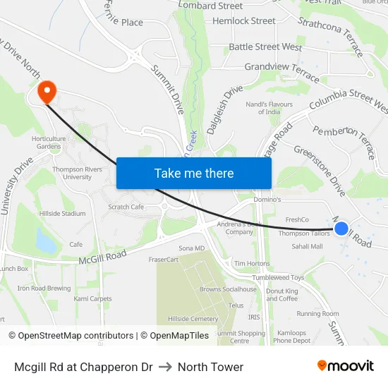 Mcgill Rd at Chapperon Dr to North Tower map