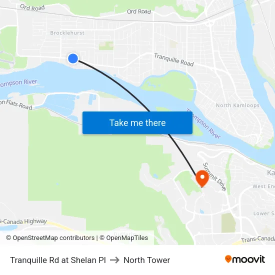 Tranquille Rd at Shelan Pl to North Tower map