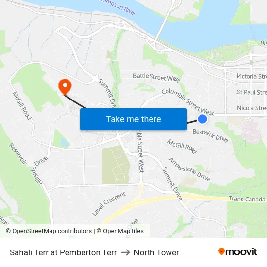 Sahali Terr at Pemberton Terr to North Tower map