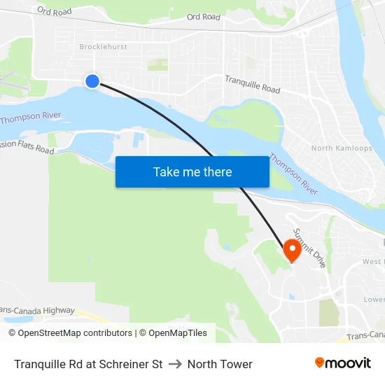 Tranquille Rd at Schreiner St to North Tower map