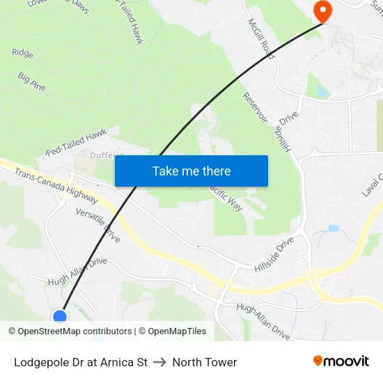 Lodgepole Dr at Arnica St to North Tower map