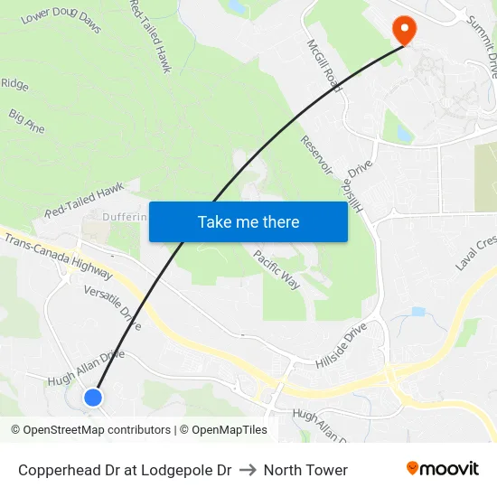 Copperhead Dr at Lodgepole Dr to North Tower map