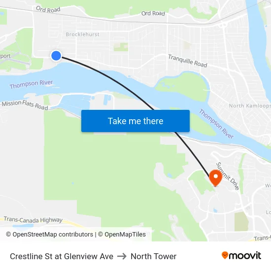 Crestline St at Glenview Ave to North Tower map