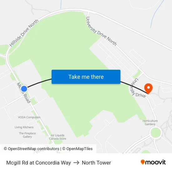 Mcgill Rd at Concordia Way to North Tower map