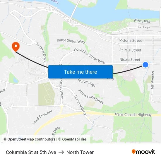 Columbia St at 5th Ave to North Tower map