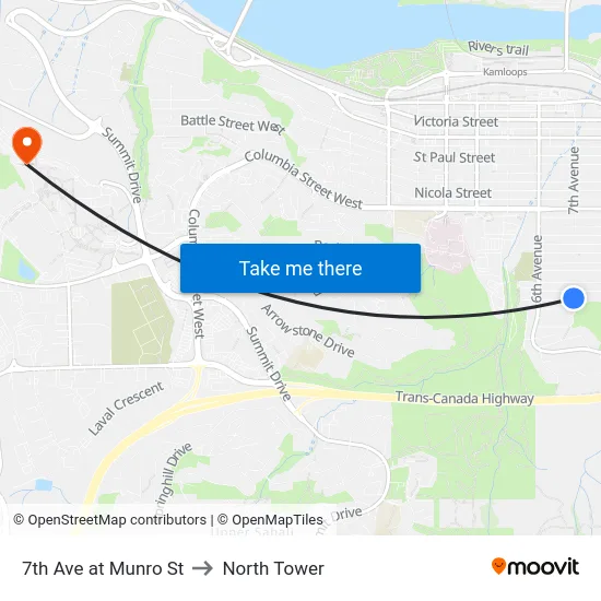 7th Ave at Munro St to North Tower map