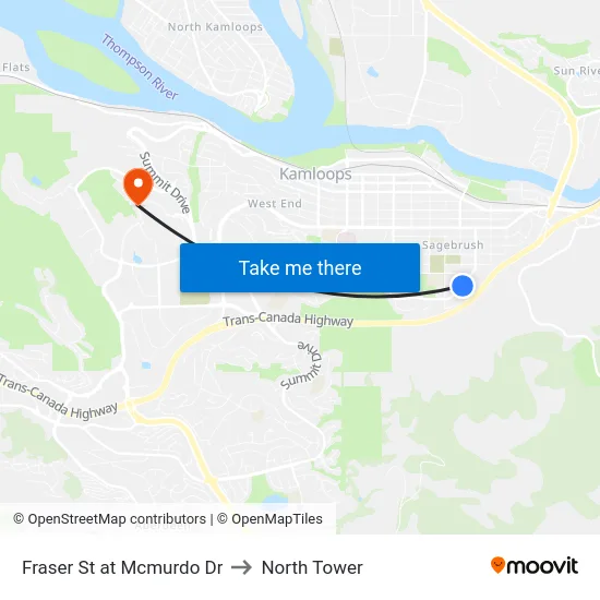 Fraser St at Mcmurdo Dr to North Tower map