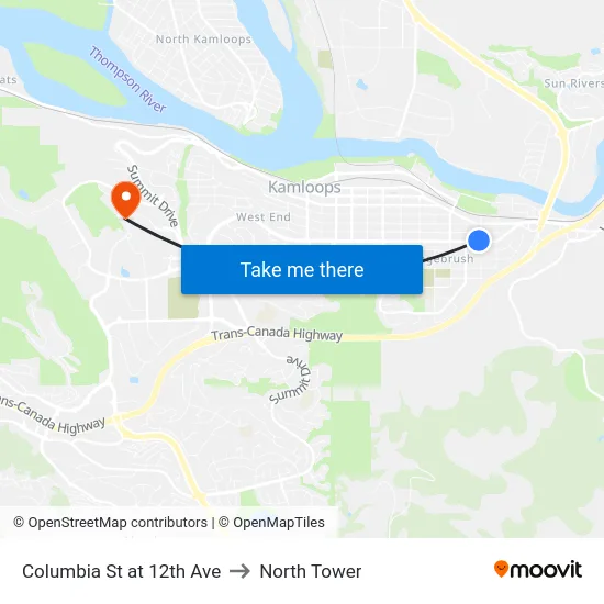 Columbia St at 12th Ave to North Tower map