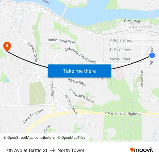 7th Ave at Battle St to North Tower map