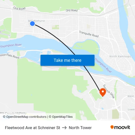 Fleetwood Ave at Schreiner St to North Tower map