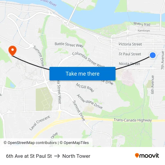 6th Ave at St Paul St to North Tower map
