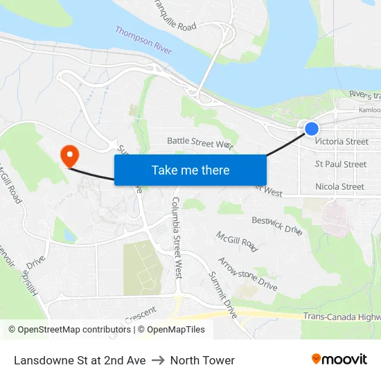 Lansdowne St at 2nd Ave to North Tower map
