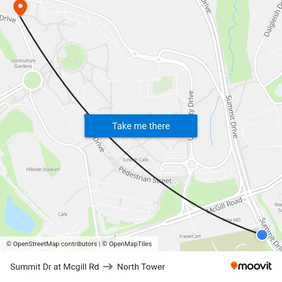 Summit Dr at Mcgill Rd to North Tower map