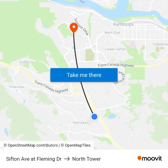 Sifton Ave at Fleming Dr to North Tower map