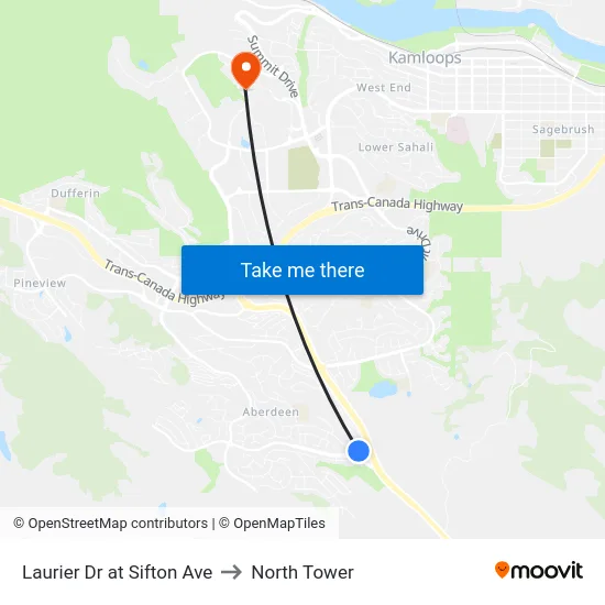 Laurier Dr at Sifton Ave to North Tower map