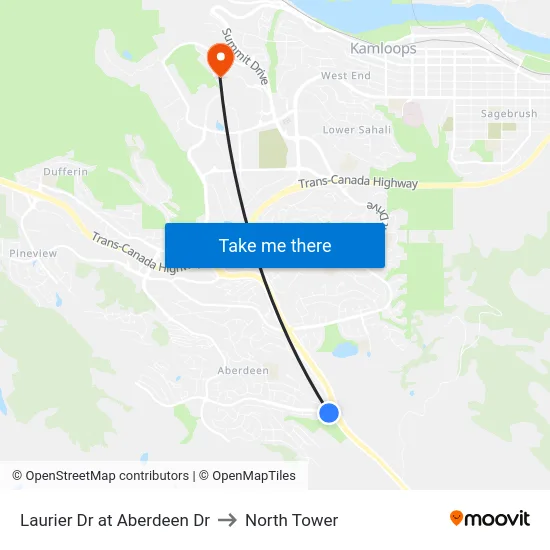 Laurier Dr at Aberdeen Dr to North Tower map
