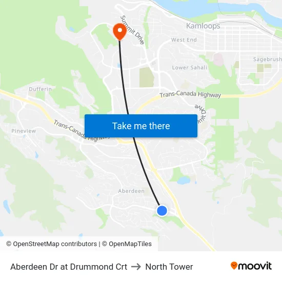 Aberdeen Dr at Drummond Crt to North Tower map