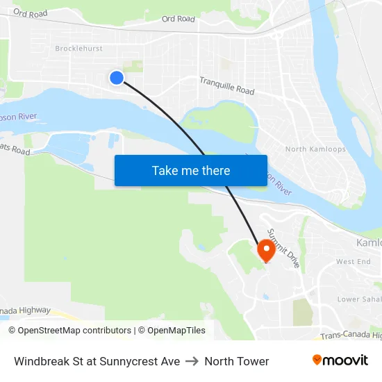 Windbreak St at Sunnycrest Ave to North Tower map