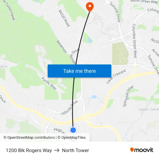 1200 Blk Rogers Way to North Tower map
