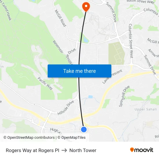 Rogers Way at Rogers Pl to North Tower map