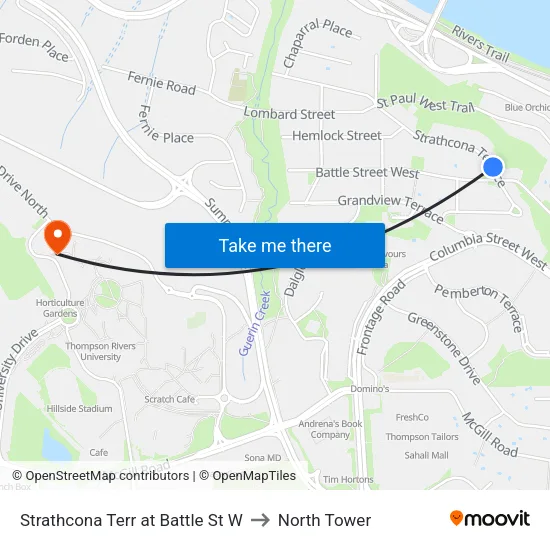 Strathcona Terr at Battle St W to North Tower map