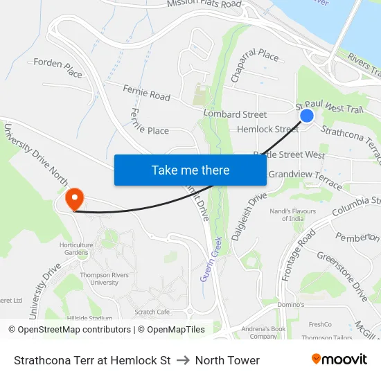 Strathcona Terr at Hemlock St to North Tower map