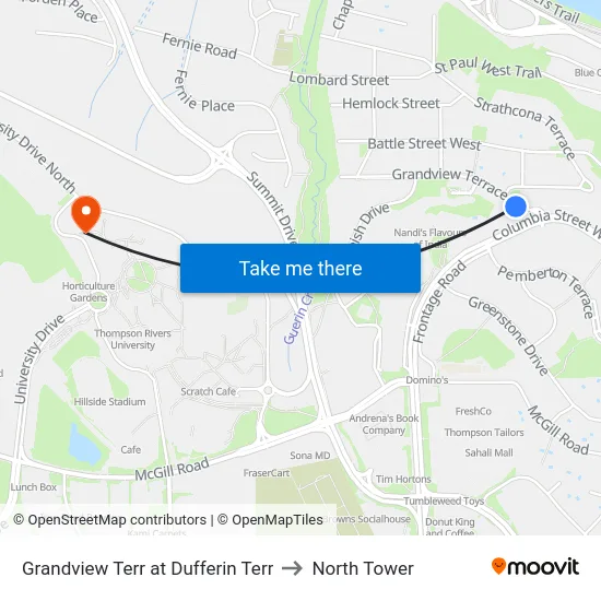Grandview Terr at Dufferin Terr to North Tower map