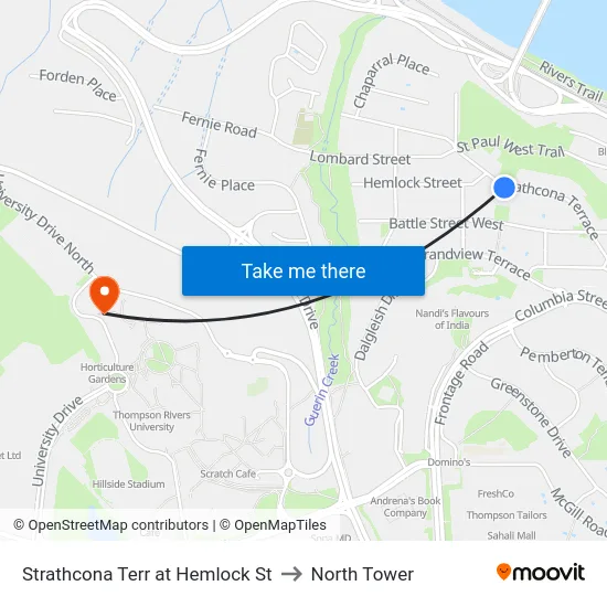 Strathcona Terr at Hemlock St to North Tower map